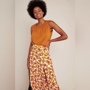 Anthropologie Maeve Justine Smocked Tank Top Blouse in
Ochre - Size M